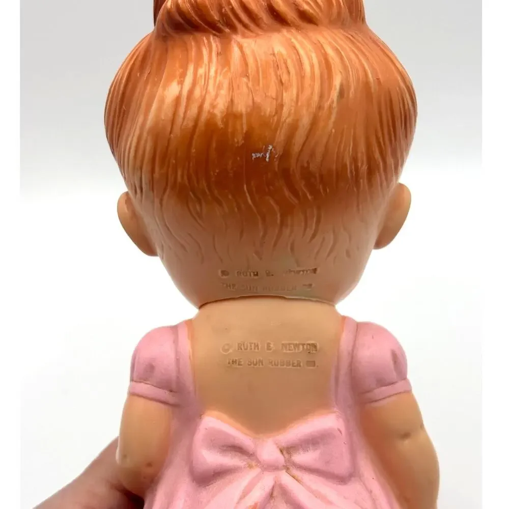 Vintage Ruth B. Newton Sun Rubber Co. Girl in Pink Dress, Squeaky Doll